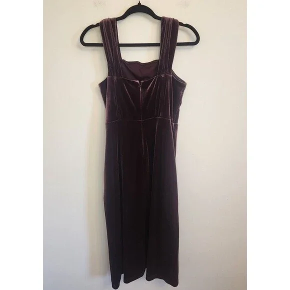 Cache Velvet Plum Purple Cocktail Midi Dress Side Ruched Size‎ 8 NWT - Picture 4 of 11